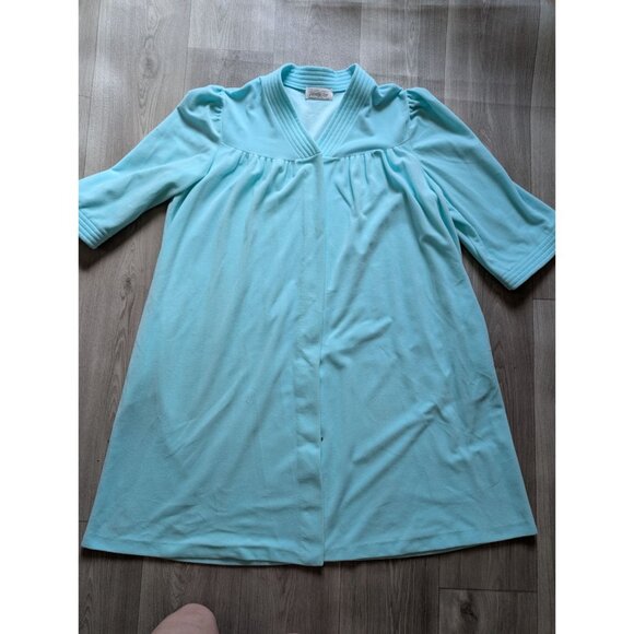 Vintage Vanity Fair XXL Light Blue Robe With Quilted Collar - Picture 5 of 11